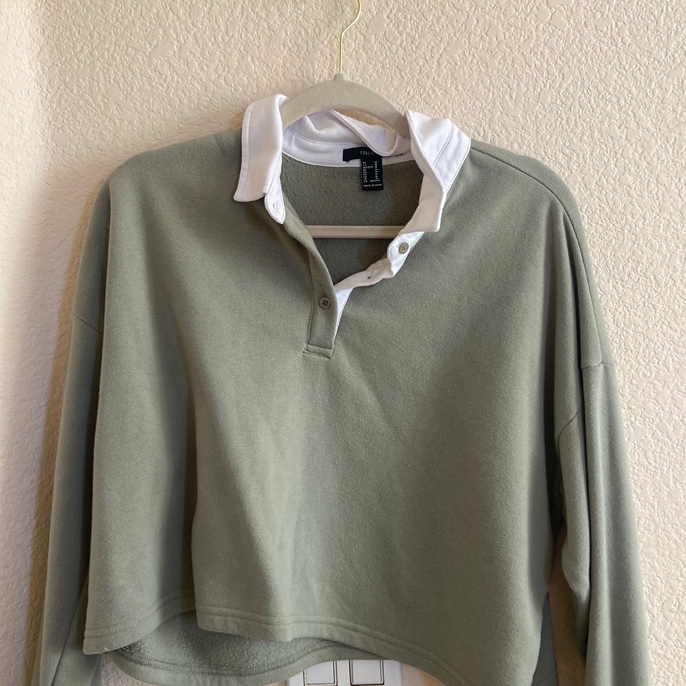 Forever 21 Cropped collared neck sweatshirt